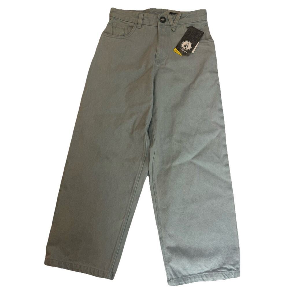 Volcom Chillow Loose Jeans Youth 10 Light Blue Baggy Skate Denim NWT